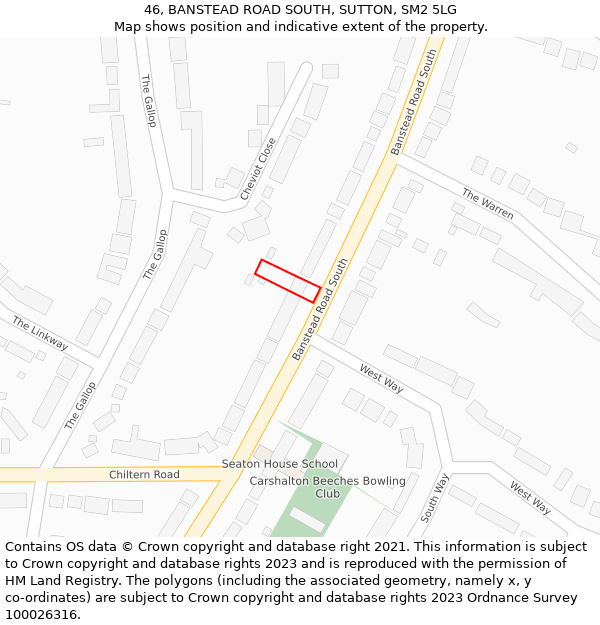 46, BANSTEAD ROAD SOUTH, SUTTON, SM2 5LG: Location map and indicative extent of plot
