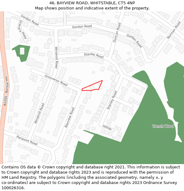 46, BAYVIEW ROAD, WHITSTABLE, CT5 4NP: Location map and indicative extent of plot