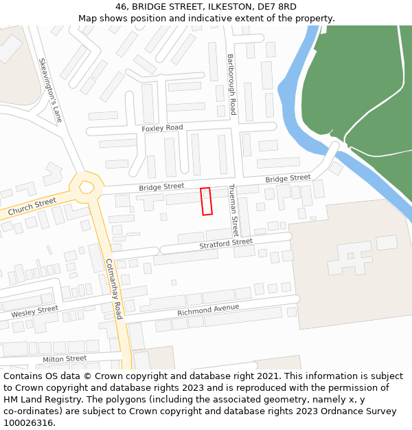 46, BRIDGE STREET, ILKESTON, DE7 8RD: Location map and indicative extent of plot