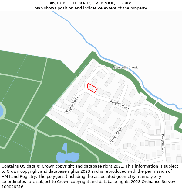 46, BURGHILL ROAD, LIVERPOOL, L12 0BS: Location map and indicative extent of plot