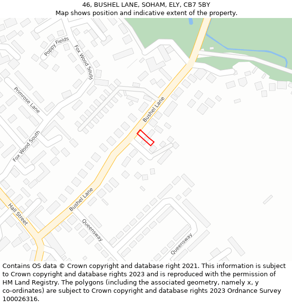 46, BUSHEL LANE, SOHAM, ELY, CB7 5BY: Location map and indicative extent of plot