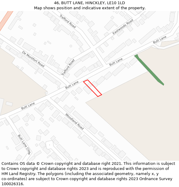 46, BUTT LANE, HINCKLEY, LE10 1LD: Location map and indicative extent of plot