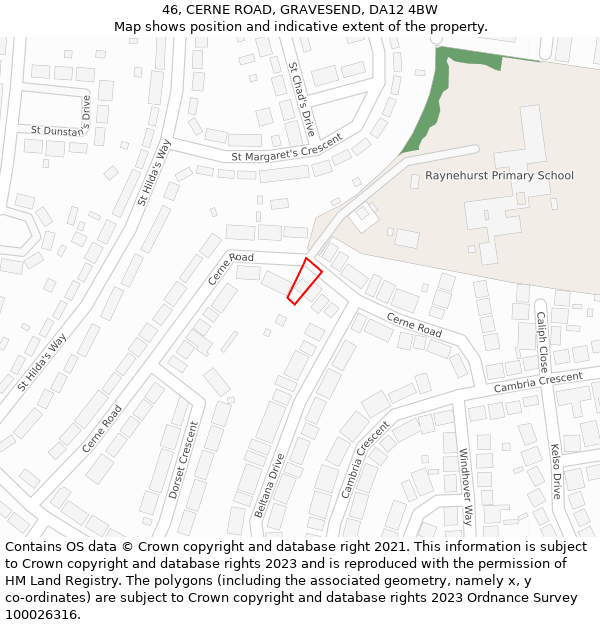 46, CERNE ROAD, GRAVESEND, DA12 4BW: Location map and indicative extent of plot