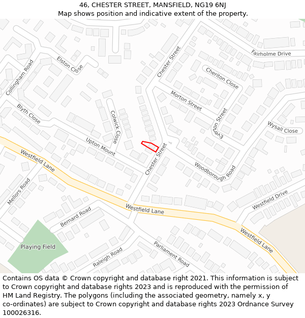 46, CHESTER STREET, MANSFIELD, NG19 6NJ: Location map and indicative extent of plot