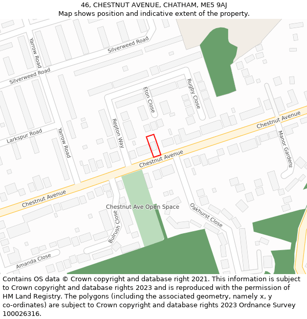 46, CHESTNUT AVENUE, CHATHAM, ME5 9AJ: Location map and indicative extent of plot