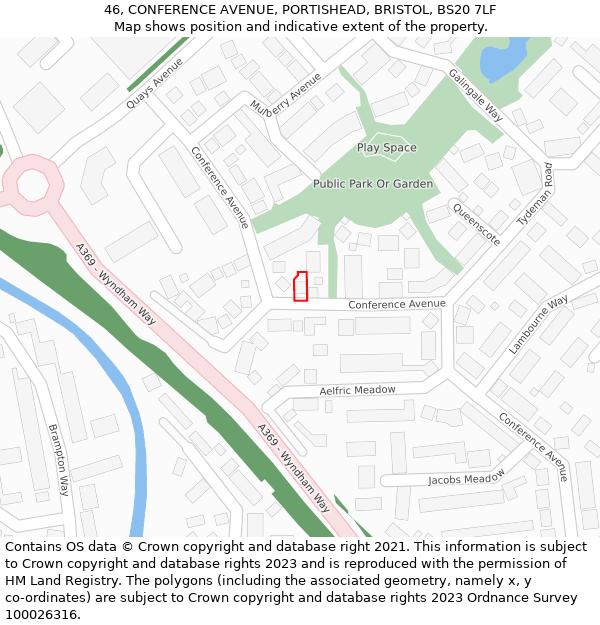 46, CONFERENCE AVENUE, PORTISHEAD, BRISTOL, BS20 7LF: Location map and indicative extent of plot