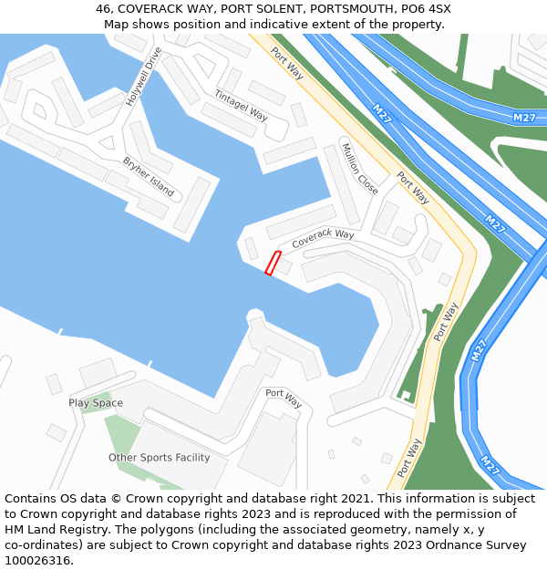 46, COVERACK WAY, PORT SOLENT, PORTSMOUTH, PO6 4SX: Location map and indicative extent of plot