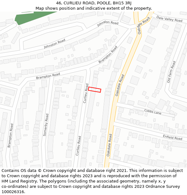 46, CURLIEU ROAD, POOLE, BH15 3RJ: Location map and indicative extent of plot