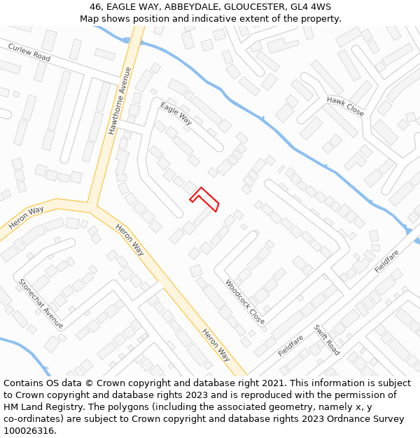 46, EAGLE WAY, ABBEYDALE, GLOUCESTER, GL4 4WS: Location map and indicative extent of plot