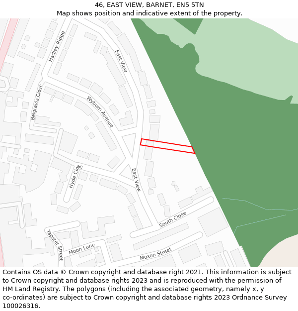 46, EAST VIEW, BARNET, EN5 5TN: Location map and indicative extent of plot