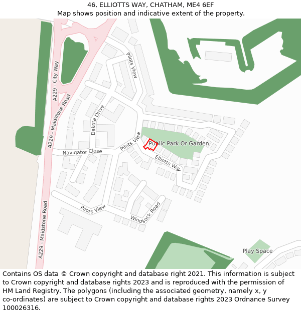 46, ELLIOTTS WAY, CHATHAM, ME4 6EF: Location map and indicative extent of plot