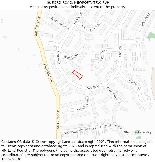 46, FORD ROAD, NEWPORT, TF10 7UH: Location map and indicative extent of plot