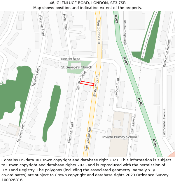 46, GLENLUCE ROAD, LONDON, SE3 7SB: Location map and indicative extent of plot