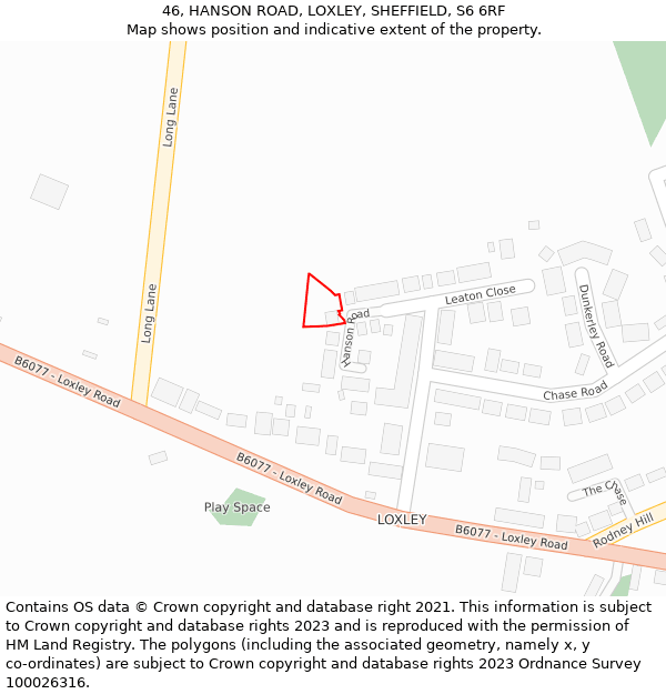 46, HANSON ROAD, LOXLEY, SHEFFIELD, S6 6RF: Location map and indicative extent of plot