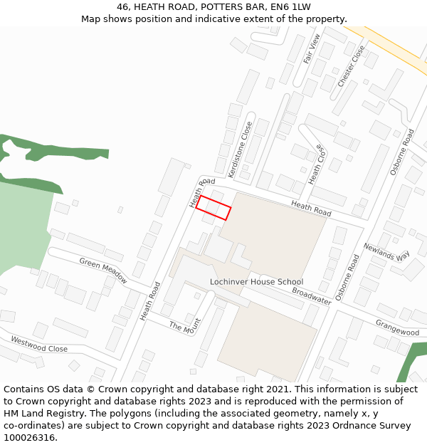 46, HEATH ROAD, POTTERS BAR, EN6 1LW: Location map and indicative extent of plot