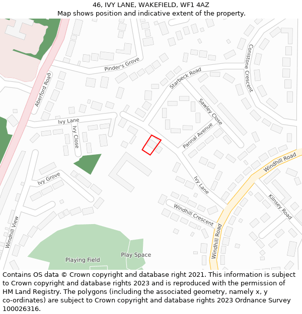 46, IVY LANE, WAKEFIELD, WF1 4AZ: Location map and indicative extent of plot