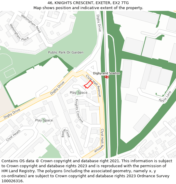 46, KNIGHTS CRESCENT, EXETER, EX2 7TG: Location map and indicative extent of plot