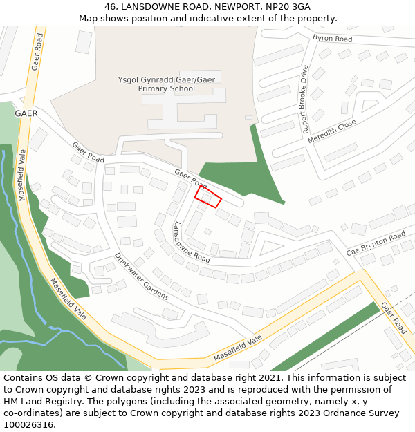 46, LANSDOWNE ROAD, NEWPORT, NP20 3GA: Location map and indicative extent of plot