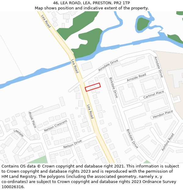 46, LEA ROAD, LEA, PRESTON, PR2 1TP: Location map and indicative extent of plot