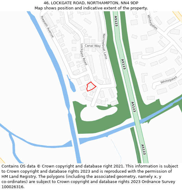 46, LOCKGATE ROAD, NORTHAMPTON, NN4 9DP: Location map and indicative extent of plot
