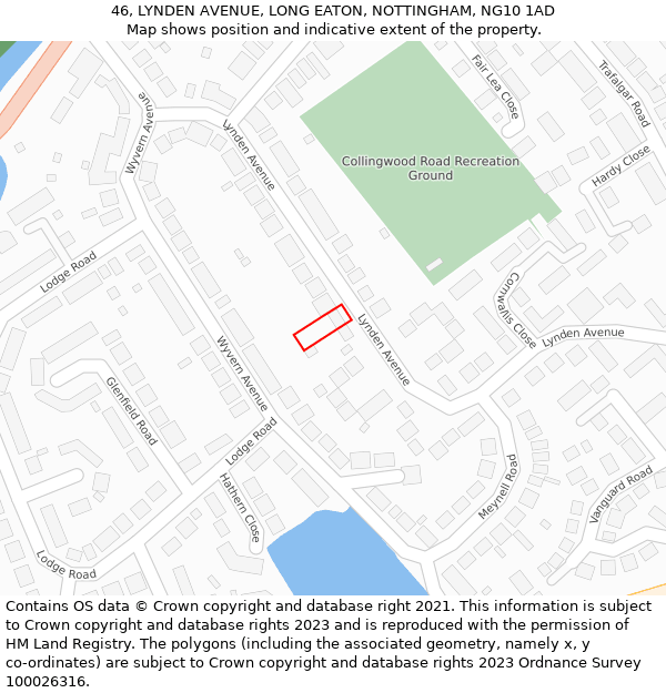 46, LYNDEN AVENUE, LONG EATON, NOTTINGHAM, NG10 1AD: Location map and indicative extent of plot