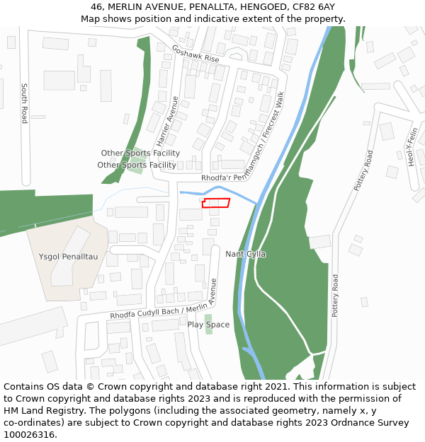 46, MERLIN AVENUE, PENALLTA, HENGOED, CF82 6AY: Location map and indicative extent of plot