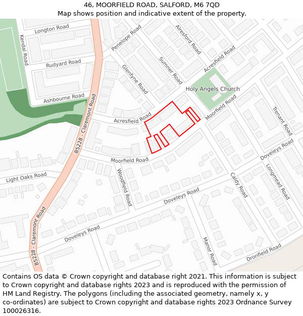 46, MOORFIELD ROAD, SALFORD, M6 7QD: Location map and indicative extent of plot