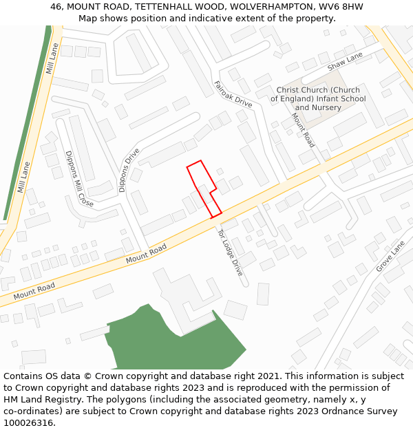 46, MOUNT ROAD, TETTENHALL WOOD, WOLVERHAMPTON, WV6 8HW: Location map and indicative extent of plot