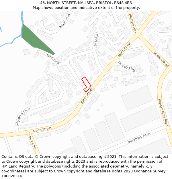 46, NORTH STREET, NAILSEA, BRISTOL, BS48 4BS: Location map and indicative extent of plot