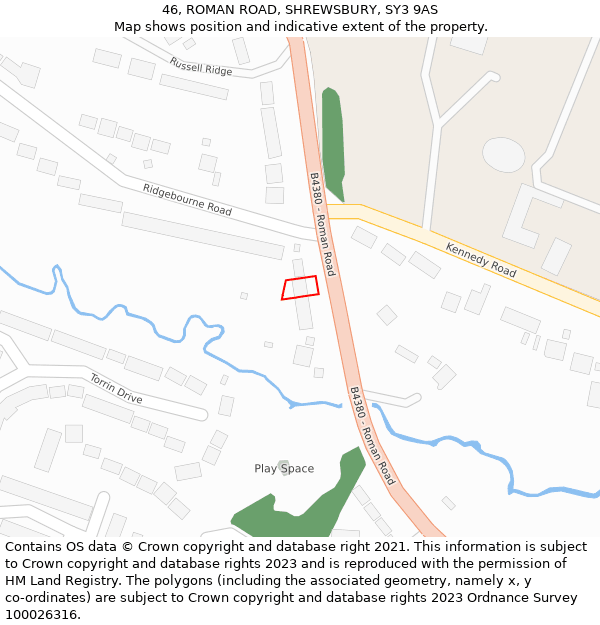 46, ROMAN ROAD, SHREWSBURY, SY3 9AS: Location map and indicative extent of plot