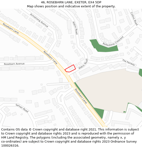 46, ROSEBARN LANE, EXETER, EX4 5DP: Location map and indicative extent of plot