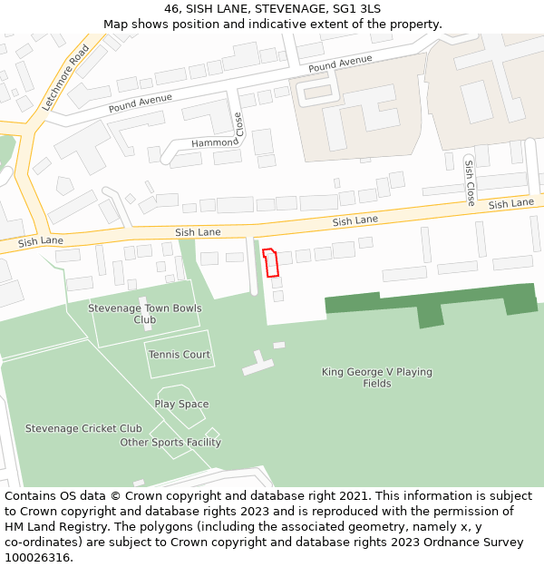 46, SISH LANE, STEVENAGE, SG1 3LS: Location map and indicative extent of plot