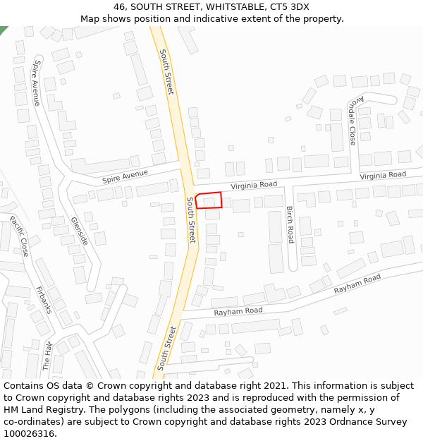 46, SOUTH STREET, WHITSTABLE, CT5 3DX: Location map and indicative extent of plot