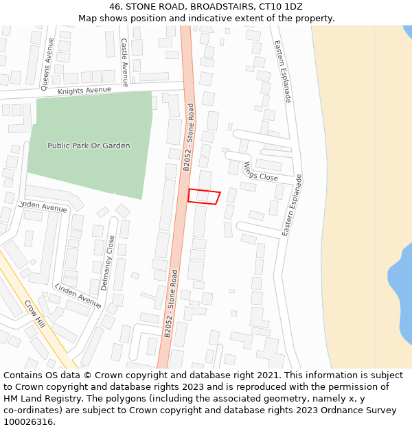 46, STONE ROAD, BROADSTAIRS, CT10 1DZ: Location map and indicative extent of plot