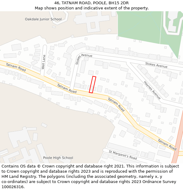 46, TATNAM ROAD, POOLE, BH15 2DR: Location map and indicative extent of plot