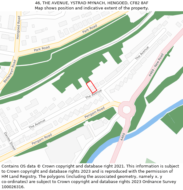 46, THE AVENUE, YSTRAD MYNACH, HENGOED, CF82 8AF: Location map and indicative extent of plot