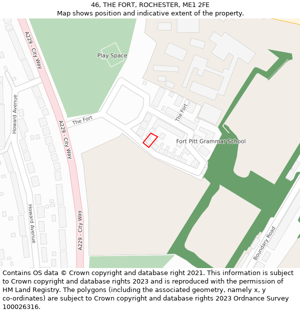 46, THE FORT, ROCHESTER, ME1 2FE: Location map and indicative extent of plot