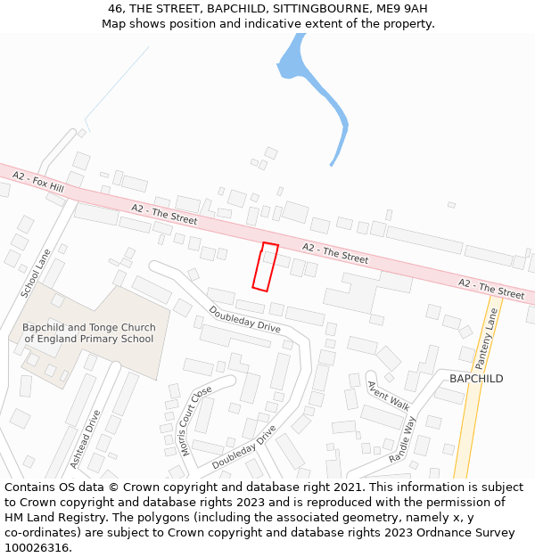 46, THE STREET, BAPCHILD, SITTINGBOURNE, ME9 9AH: Location map and indicative extent of plot