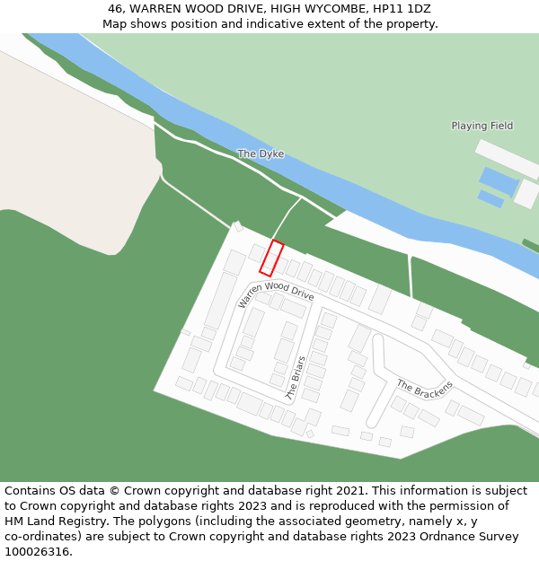 46, WARREN WOOD DRIVE, HIGH WYCOMBE, HP11 1DZ: Location map and indicative extent of plot