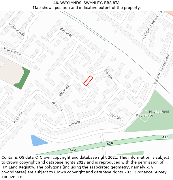 46, WAYLANDS, SWANLEY, BR8 8TA: Location map and indicative extent of plot