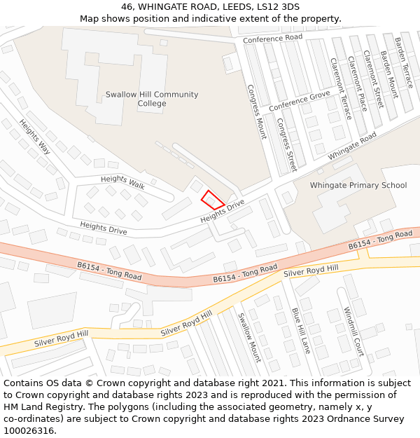 46, WHINGATE ROAD, LEEDS, LS12 3DS: Location map and indicative extent of plot