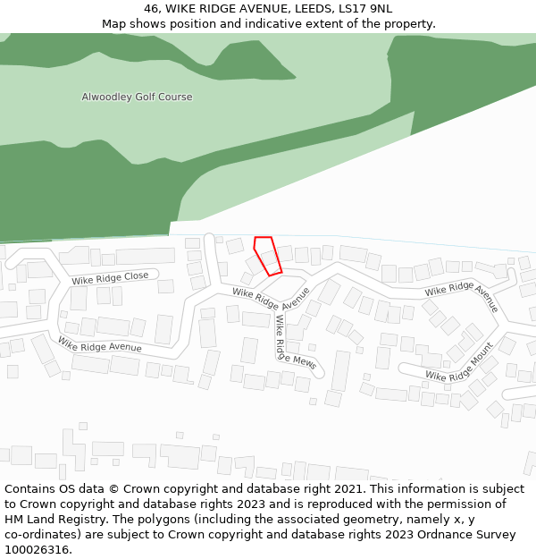46, WIKE RIDGE AVENUE, LEEDS, LS17 9NL: Location map and indicative extent of plot
