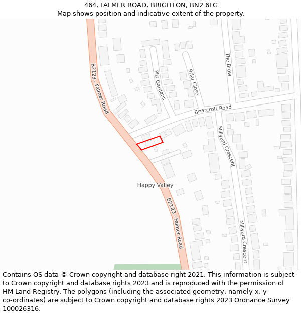 464, FALMER ROAD, BRIGHTON, BN2 6LG: Location map and indicative extent of plot