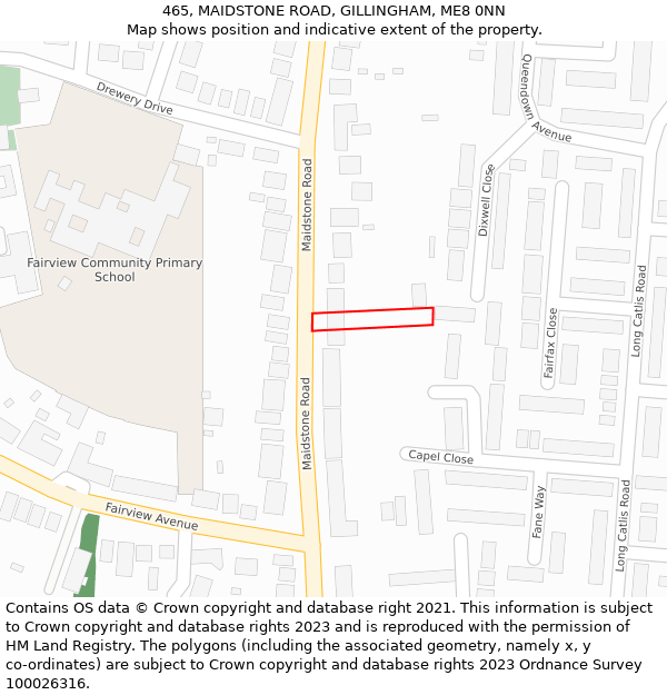 465, MAIDSTONE ROAD, GILLINGHAM, ME8 0NN: Location map and indicative extent of plot