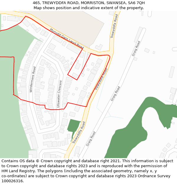 465, TREWYDDFA ROAD, MORRISTON, SWANSEA, SA6 7QH: Location map and indicative extent of plot