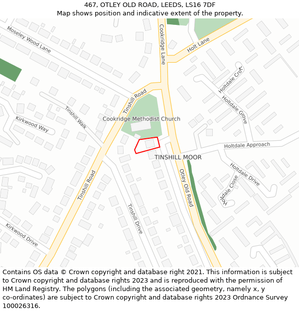 467, OTLEY OLD ROAD, LEEDS, LS16 7DF: Location map and indicative extent of plot