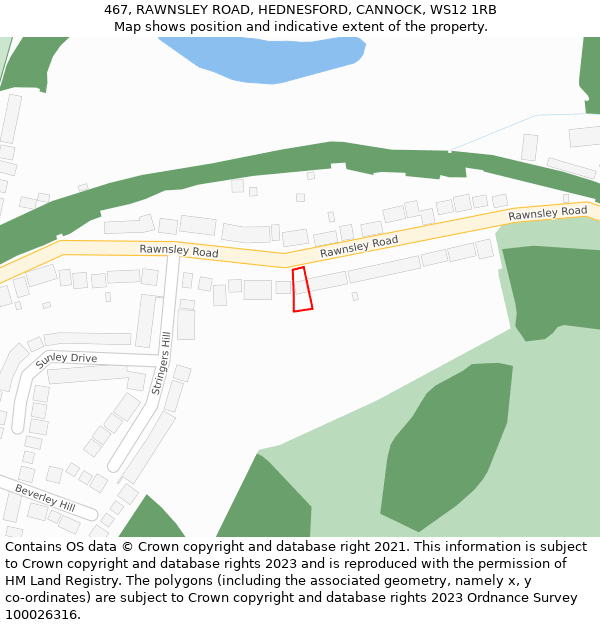467, RAWNSLEY ROAD, HEDNESFORD, CANNOCK, WS12 1RB: Location map and indicative extent of plot