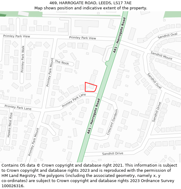 469, HARROGATE ROAD, LEEDS, LS17 7AE: Location map and indicative extent of plot