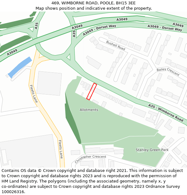 469, WIMBORNE ROAD, POOLE, BH15 3EE: Location map and indicative extent of plot