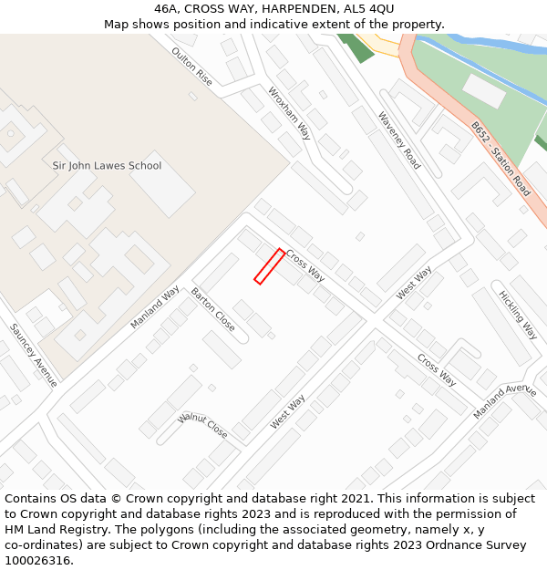 46A, CROSS WAY, HARPENDEN, AL5 4QU: Location map and indicative extent of plot